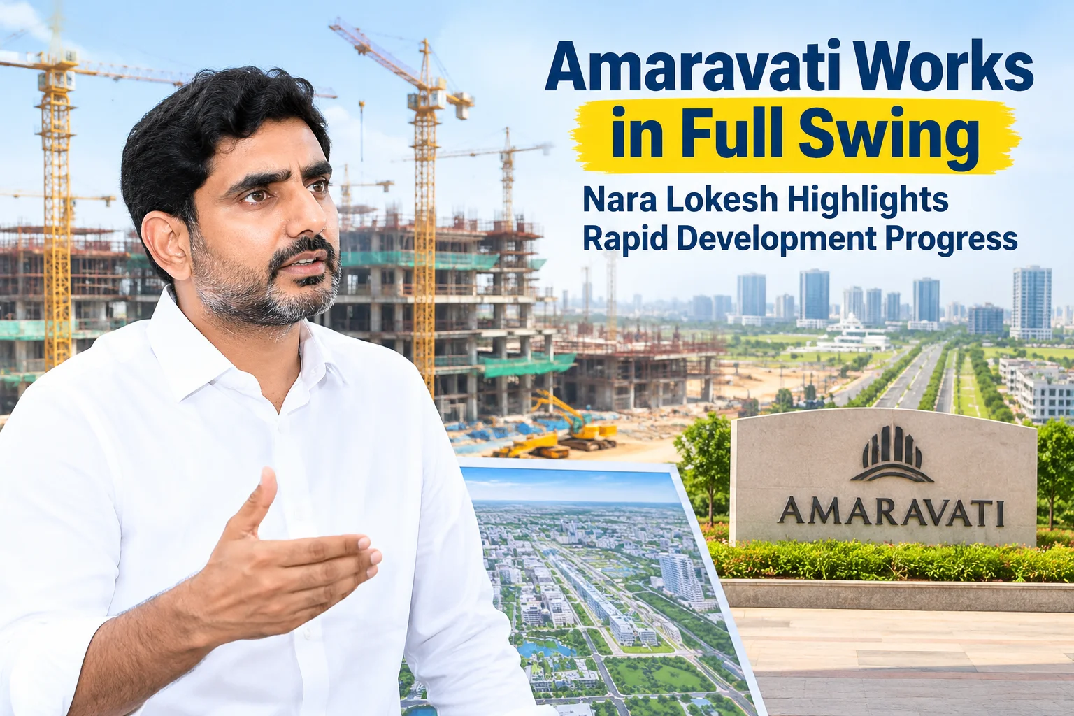 Amaravati Works in Full Swing: Nara Lokesh Highlights Rapid Development Progress